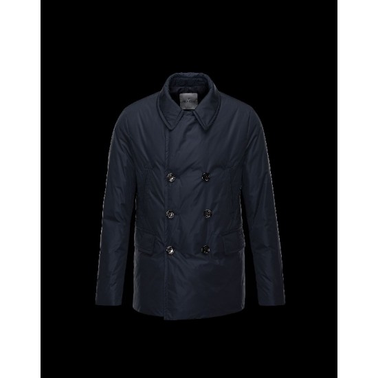 Moncler LARRY Double-Breasted Lapel Collar Dark Blå Vinterfrakke Polyester/Polyamide Herre 41459675VQ