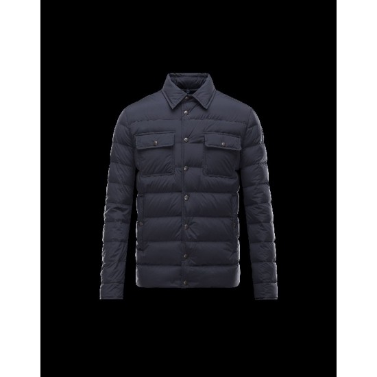 Moncler LUBERON Classic Neckline Blå Dunjakke Polyamid/Elastane/Nylon Herre 41378025FC