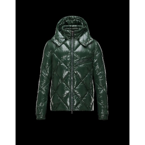 Moncler NEWMAN Detachable Hood Turtleneck Dark Grøn Dunjakke Nylon/Polyamid Herre 41456744NQ