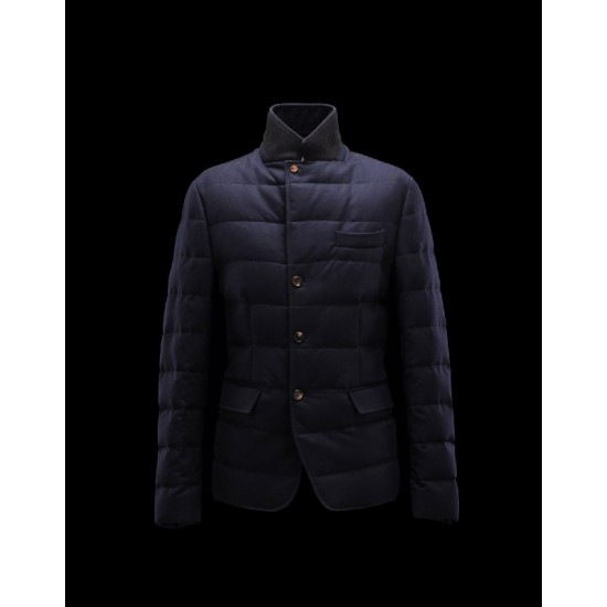 Moncler Rodin Blå Dunjakke Flannel Wool Herre 41224663SI