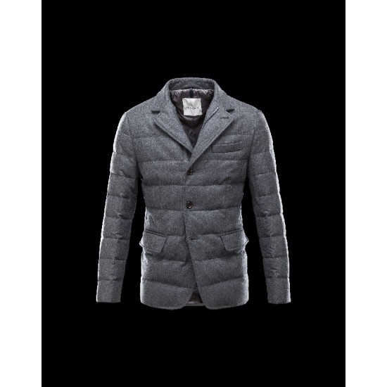 Moncler Rodin Steel Sølv Dunjakke Flannel Wool Herre 41224663RR