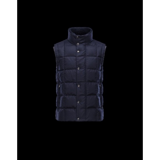 Moncler TENAY Turtleneck Dark Blå Dunvest Wool Flannel Herre 41456745SC