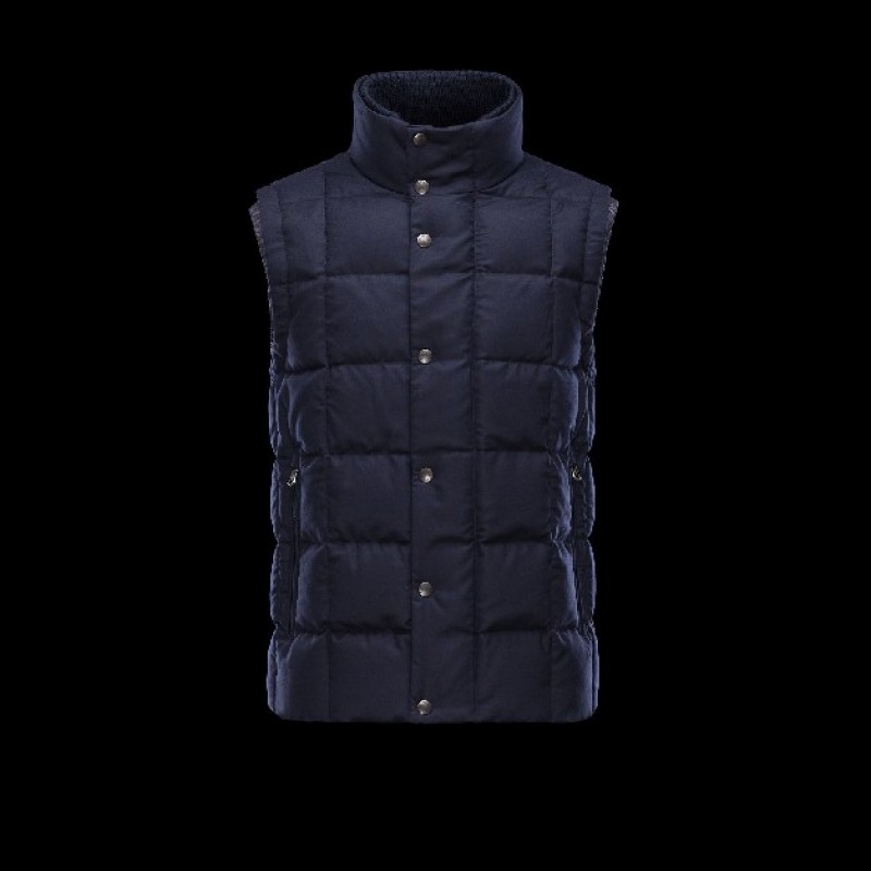 Moncler TENAY Turtleneck Dark Blå Dunvest Wool Flannel Herre 41456745SC