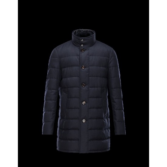 Moncler VALLIER Detachable Turtleneck Dark Blå Vinter Jakker Wool Flannel Herre 41456697GL