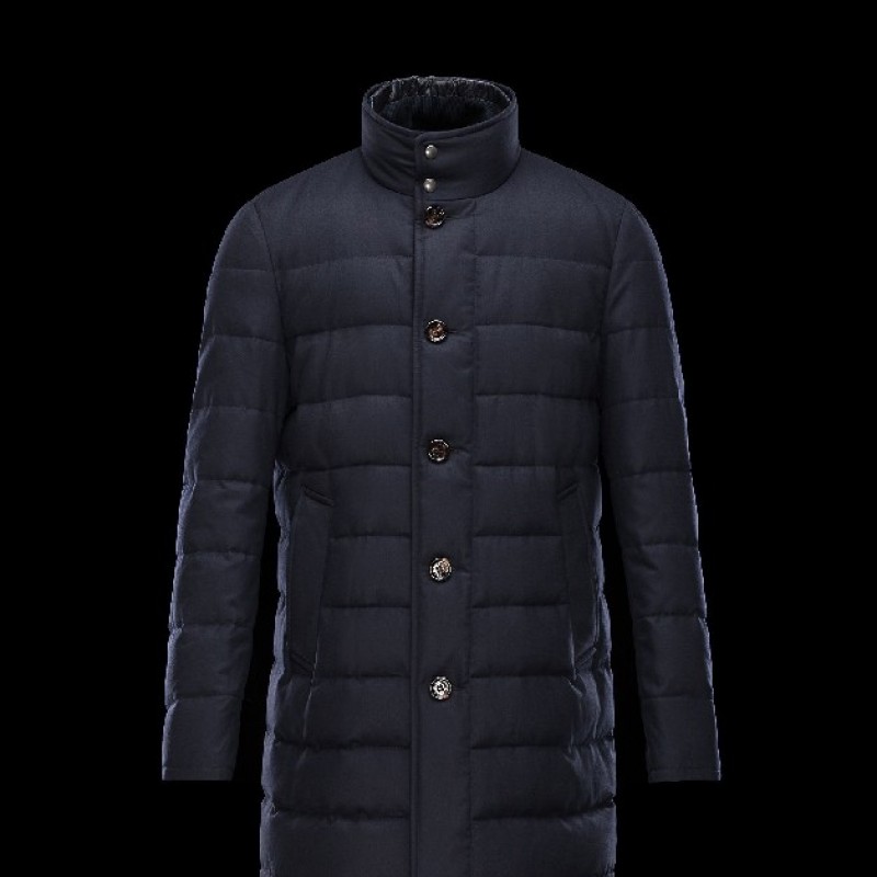 Moncler VALLIER Detachable Turtleneck Dark Blå Vinter Jakker Wool Flannel Herre 41456697GL